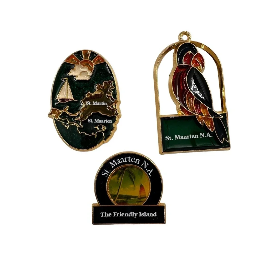 Vintage‎ St Maarten Ornaments Set Caribbean Travel Souvenir Martin Holiday Decor